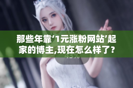 那些年靠‘1元涨粉网站’起家的博主,现在怎么样了? 那些年靠‘1元涨粉网站’起家的博主,现在怎么样了?