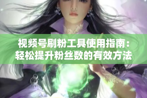 视频号刷粉工具使用指南：轻松提升粉丝数的有效方法