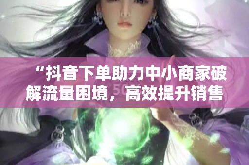 “抖音下单助力中小商家破解流量困境,高效提升销售策略” “抖音下单助力中小商家破解流量困境,高效提升销售策略”