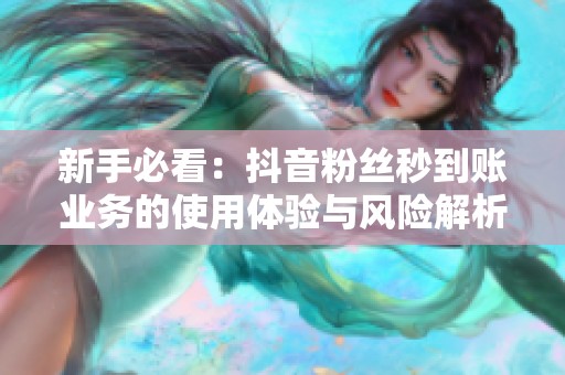 新手必看：抖音粉丝秒到账业务的使用体验与风险解析