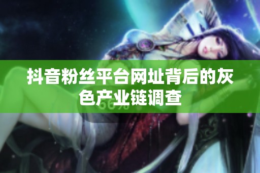 抖音粉丝平台网址背后的灰色产业链调查