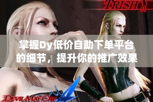 掌握Dy低价自助下单平台的细节,提升你的推广效果 掌握Dy低价自助下单平台的细节,提升你的推广效果