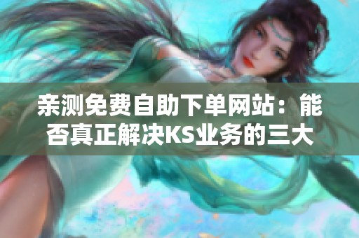 亲测免费自助下单网站:能否真正解决KS业务的三大隐秘真相? 亲测免费自助下单网站:能否真正解决KS业务的三大隐秘真相?