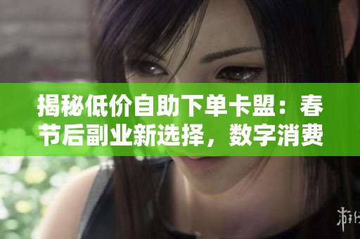 揭秘低价自助下单卡盟:春节后副业新选择,数字消费掀起热潮 揭秘低价自助下单卡盟:春节后副业新选择,数字消费掀起热潮